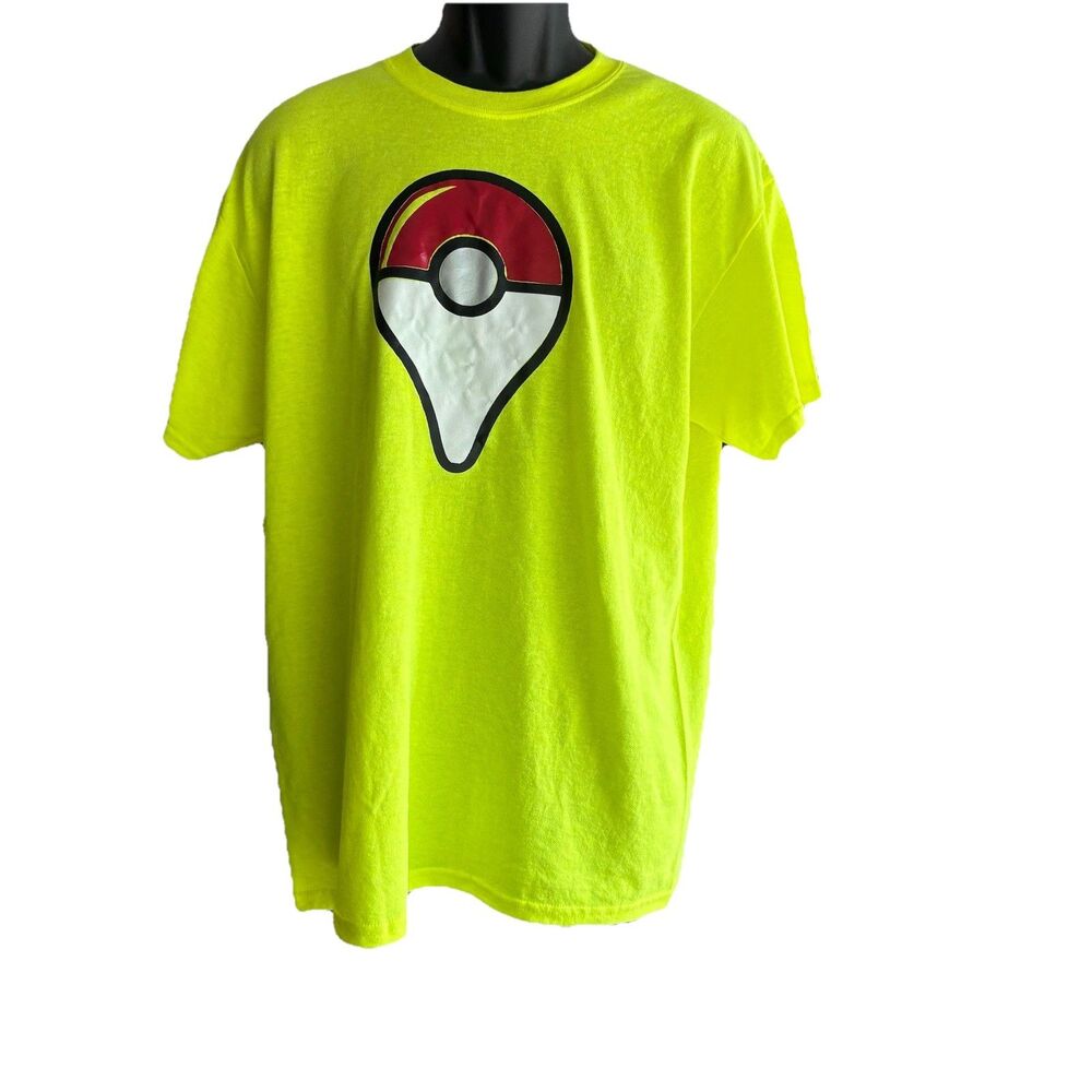 Map Marker GO Crew Neck T-Shirt Large Bright Yellow L With Unique Graphic